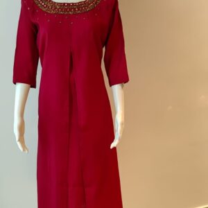 Red Front slit Kurti