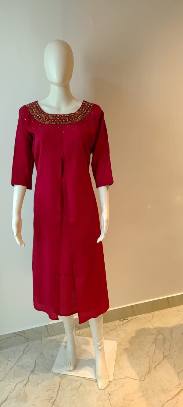 Red Front slit Kurti