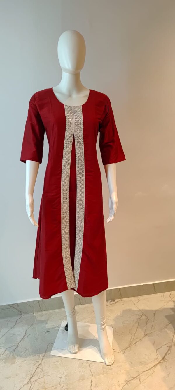 Red Front slit Kurti
